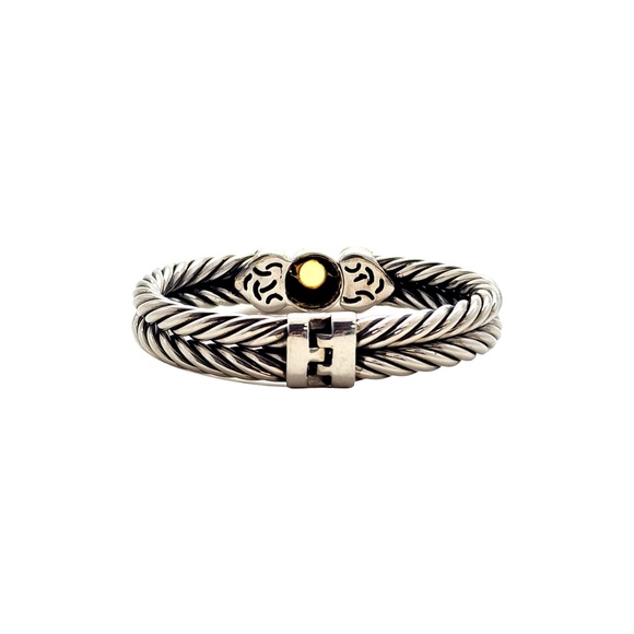 Flli Menegatti Sterling Silver Yellow Gold Plated Accent Citrine Hinged Bracelet - Picture 4 of 12